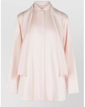 Jil Sander Fiocco Acetate Viscose Draped Long Sleeve Shirt - Pink