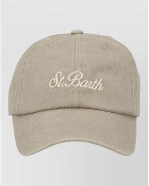 MC2 Saint Barth Baseball Cap Logo Detail Curved Brim - Natural