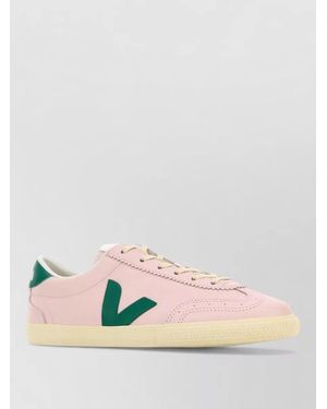 Veja Leather Volley Ot Trainers Contrast Heel - Pink