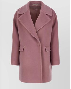 Tagliatore Virgin Wool Mohair Single Breasted Coat - Purple