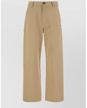 Loewe Twill Trousers Wide Leg Cargo Design - Natural