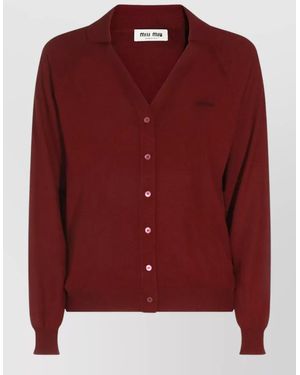 Miu Miu Knit Cardigan Cuff Detail And Structured Hem