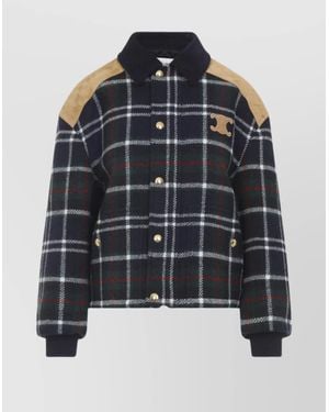 Celine Suede Jacket Contrast Panels - Blue