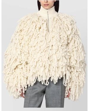 Stella McCartney Wool Fringed Cape - Natural