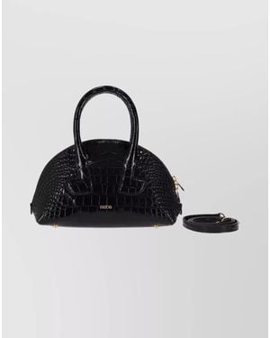 Patou Leather Bowling Tote Bag - Black