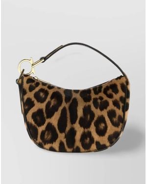 Ferragamo Leopard Print Calf Hair Shoulder Bag - Multicolor