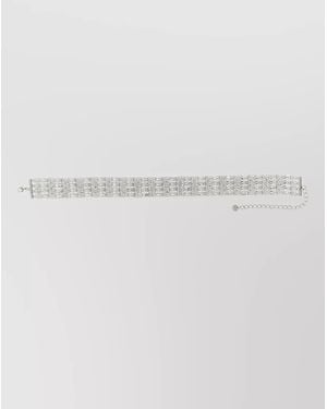 Self-Portrait Crystal Pendant Necklace Rhinestone Detail Chain - White