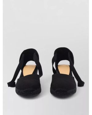 Castañer Espadrille Closed Toe Wedge Heel Shoe - Black