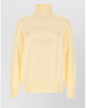 Givenchy Cotton Turtleneck Sweater Ribbed Cuffs - Yellow