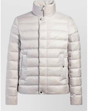 Tatras Atene High Collar Quilted Coat Side Pockets - Natural