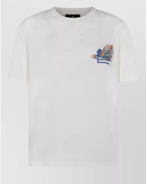 Etro Embroidered Logo Cotton T-Shirt - White