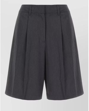 DUNST Polyester Blend Bermuda Shorts Belt Loops - Blue