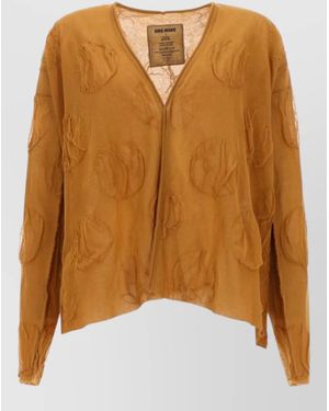 Uma Wang Knit Cardigan V Neck Long Sleeves Sheer - Brown