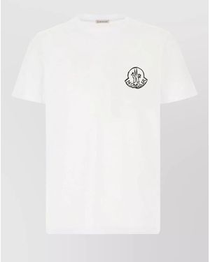 Moncler Cotton Crew Neck Short Sleeve T Shirt - White