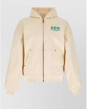 Willy Chavarria Juggernaut Workwear Hooded Jacket Front Pockets - Natural