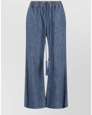 Valentino Denim Wide-Leg Trousers - Blue