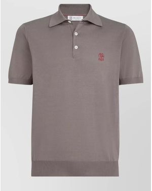 Brunello Cucinelli Cotton Short-Sleeve Polo Shirt - Grey