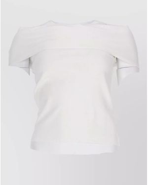 Circus Hotel Viscose Knit Top Layered Off Shoulder - White
