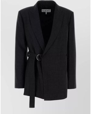 Loewe Embroidered Wool Blazer - Black