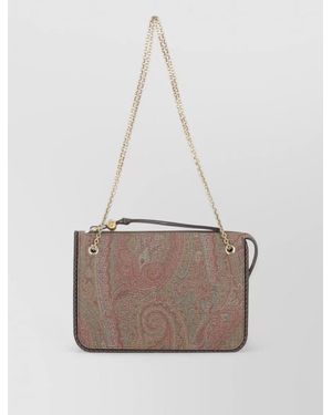 Etro Paisley Rectangular Crossbody Bag Chain Strap - White