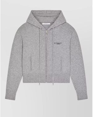 Givenchy Cashmere Wool Zip Up Cardigan - Gray