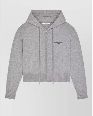 Givenchy Cashmere Wool Zip Up Cardigan - Gray