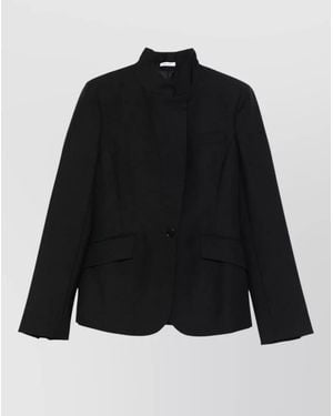 McQueen Tailored Jacket Front Pockets Long Sleeves Lapels - Black