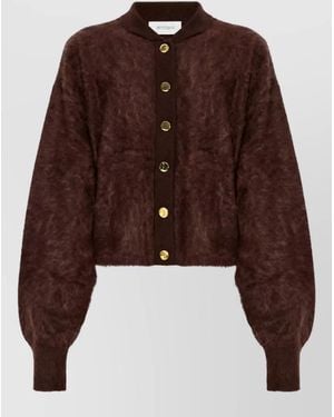 Sportmax Brushed Cashmere Round-Neck Cardigan - Brown