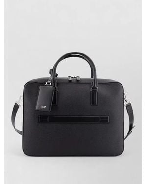 Tom Ford Leather Work Bag Front Logo Detail - Black