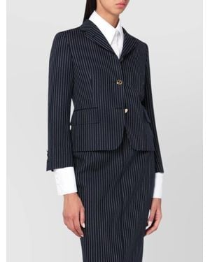 Thom Browne Blazer Wool Pinstripe Pattern - Blue