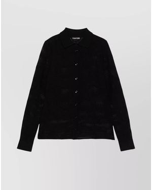 Tom Ford Silk Blend Classic Collar Shirt - Black