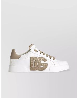 Dolce & Gabbana Calf Leather Low-Top Trainers - Metallic