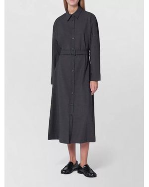 P.A.R.O.S.H. Long Sleeve Dress Belted Waist Design - Blue