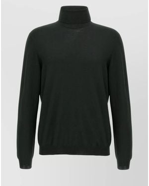 Zanone Ribbed Turtleneck Jumper Long Sleeves - Black