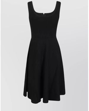 Pinko Viscose Point Dress Flared Skirt Scoop Neckline - Black