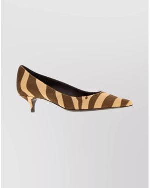Jimmy Choo Animal Print Kitten Heel Pointed Toe Pumps - White