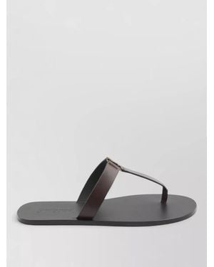 Saint Laurent Leather Thong Sandals - Grey