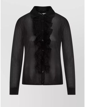 Tom Ford Ruffled Long-Sleeve Blouse - Black