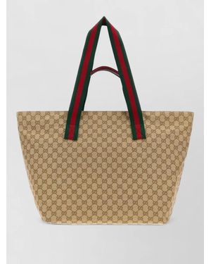 Gucci Gg Fabric Medium Tote Shopping Bag - Natural