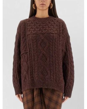 Isabel Marant Deottille Cable Knit Crew Neck Sweater - Brown