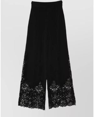 Ermanno Scervino Wide Leg Lace Detail Trousers - Black