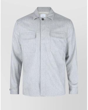 Eleventy Wool Cashmere Shirt Jacket - Blue