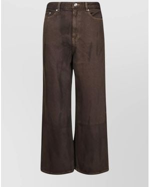 Ganni Denim Tie-Dye Oversized Wide-Leg Jeans - Brown