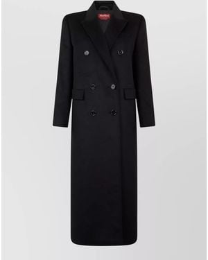 Max Mara Double Breasted Long Coat Virgin Wool - Black
