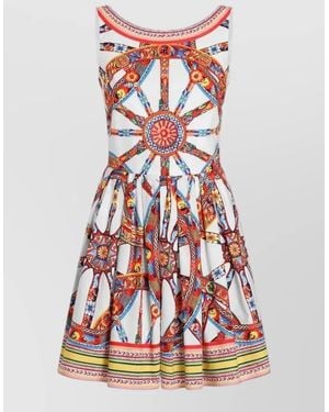 Dolce & Gabbana Carretto Print Poplin Midi Dress Corset - Red