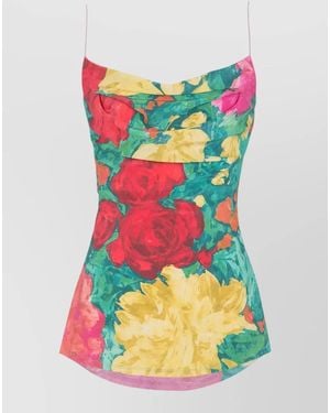 Balmain Crepe De Chine Top Roses Print - Multicolour