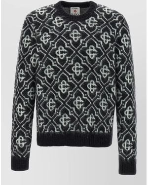 CASABLANCA Monogram Knit Crew Neck Jumper Geometric - Black