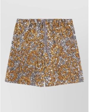 Dries Van Noten Sequin Embellished Shorts Elastic Waistband - Metallic