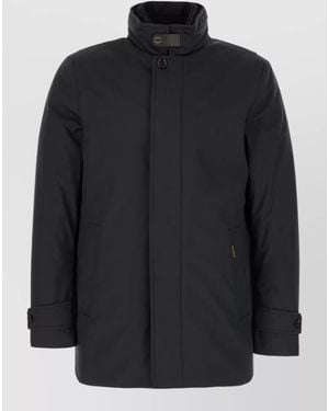 Moorer Polyester Down Jacket Stand Collar Pockets - Black