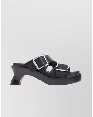 Loewe Leather Buckle-Strap Sandals - Black